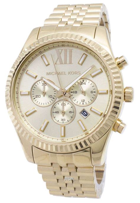 mens michael kors lexington chronograph watch mk8281|Michael Kors lexington champagne dial.